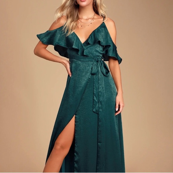 Lulus Dresses & Skirts - Lulu's emerald green wrap dress